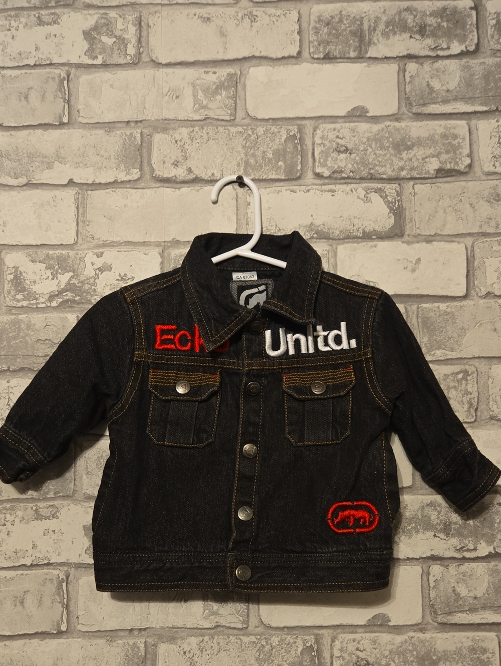 Ecko Unlimited Black Denim Jacket with Red Accents